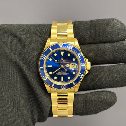 Rolex Submariner 40mm Blue Dial Watch Ref# 16618 - Happy Jewelers Fine Jewelry Lifetime Warranty