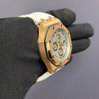 Audemars Piguet Royal Oak 44mm White Dial Watch Ref# 26408OR.OO.A010CA.01 - Happy Jewelers Fine Jewelry Lifetime Warranty