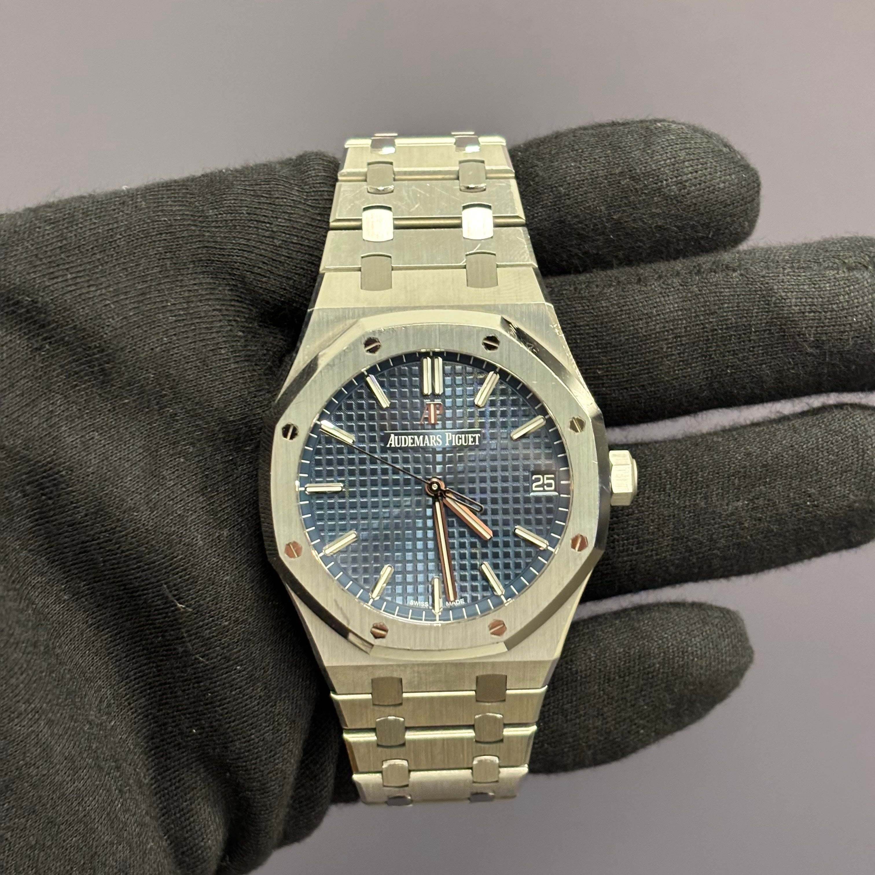 Audemars Piguet Royal Oak 41mm Blue Dial Watch Ref# 15500ST.OO.1220ST.01 - Happy Jewelers Fine Jewelry Lifetime Warranty