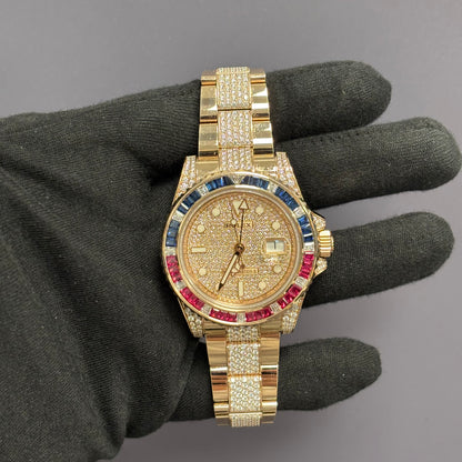 Rolex GMT-Master II 40mm Pave Dial Watch Ref# 126755SARU - Happy Jewelers Fine Jewelry Lifetime Warranty