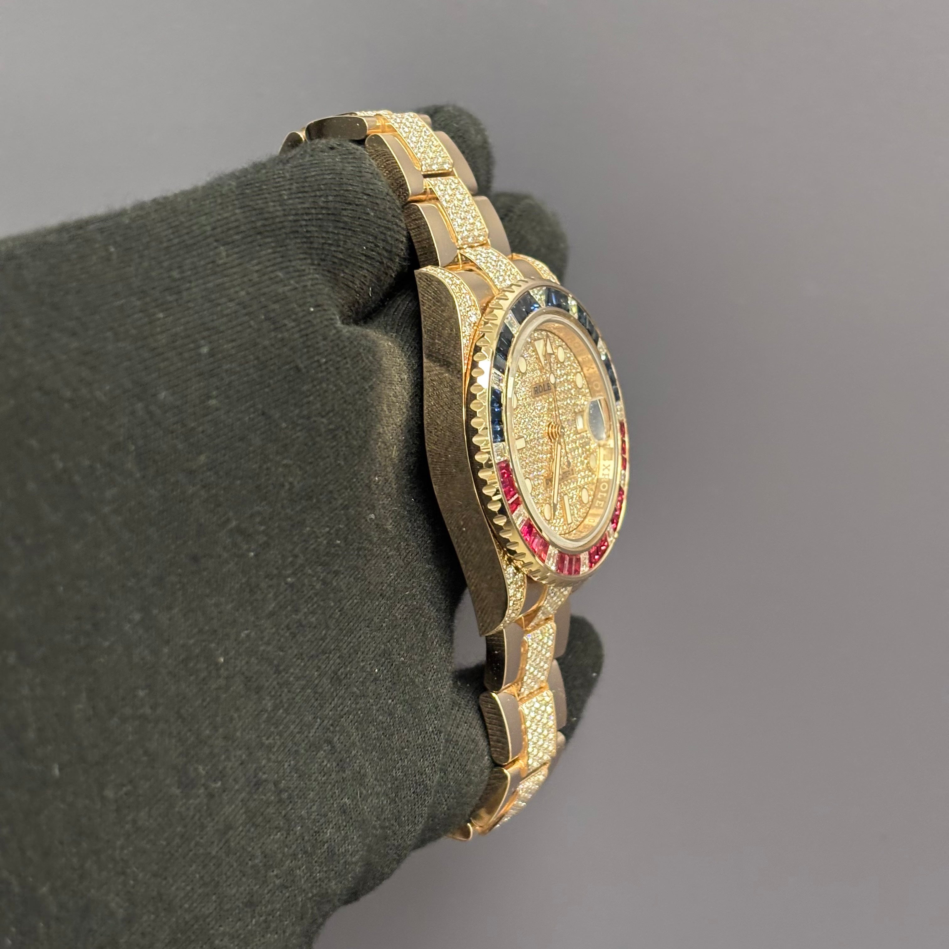 Rolex GMT-Master II 40mm Pave Dial Watch Ref# 126755SARU - Happy Jewelers Fine Jewelry Lifetime Warranty