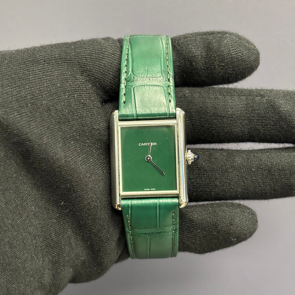 Cartier Tank 25mm Green Dial Watch Ref# WSTA0056