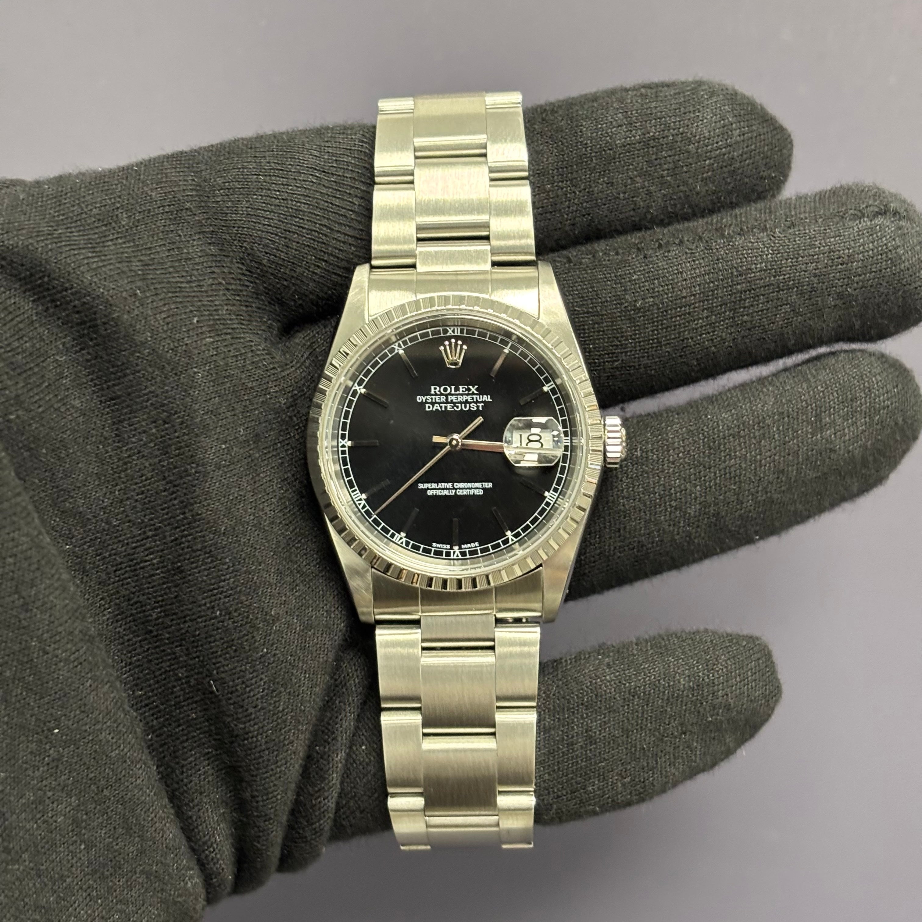 Rolex Datejust 36mm Black Dial Watch Ref# 16220 - Happy Jewelers Fine Jewelry Lifetime Warranty