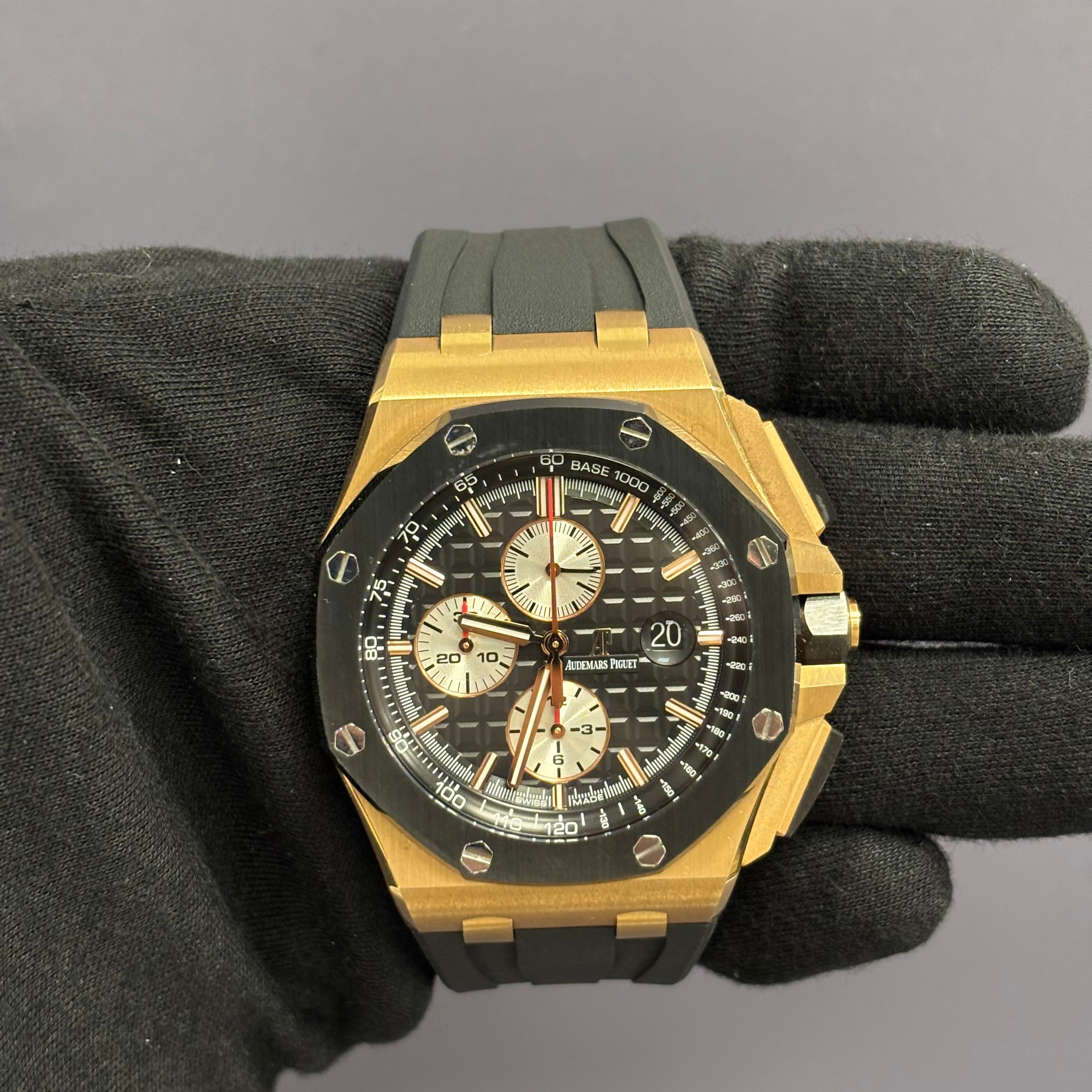 Audemars Piguet Royal Oak 44mm Black Dial Watch Ref# 26400RO.OO.A002CA.01 - Happy Jewelers Fine Jewelry Lifetime Warranty