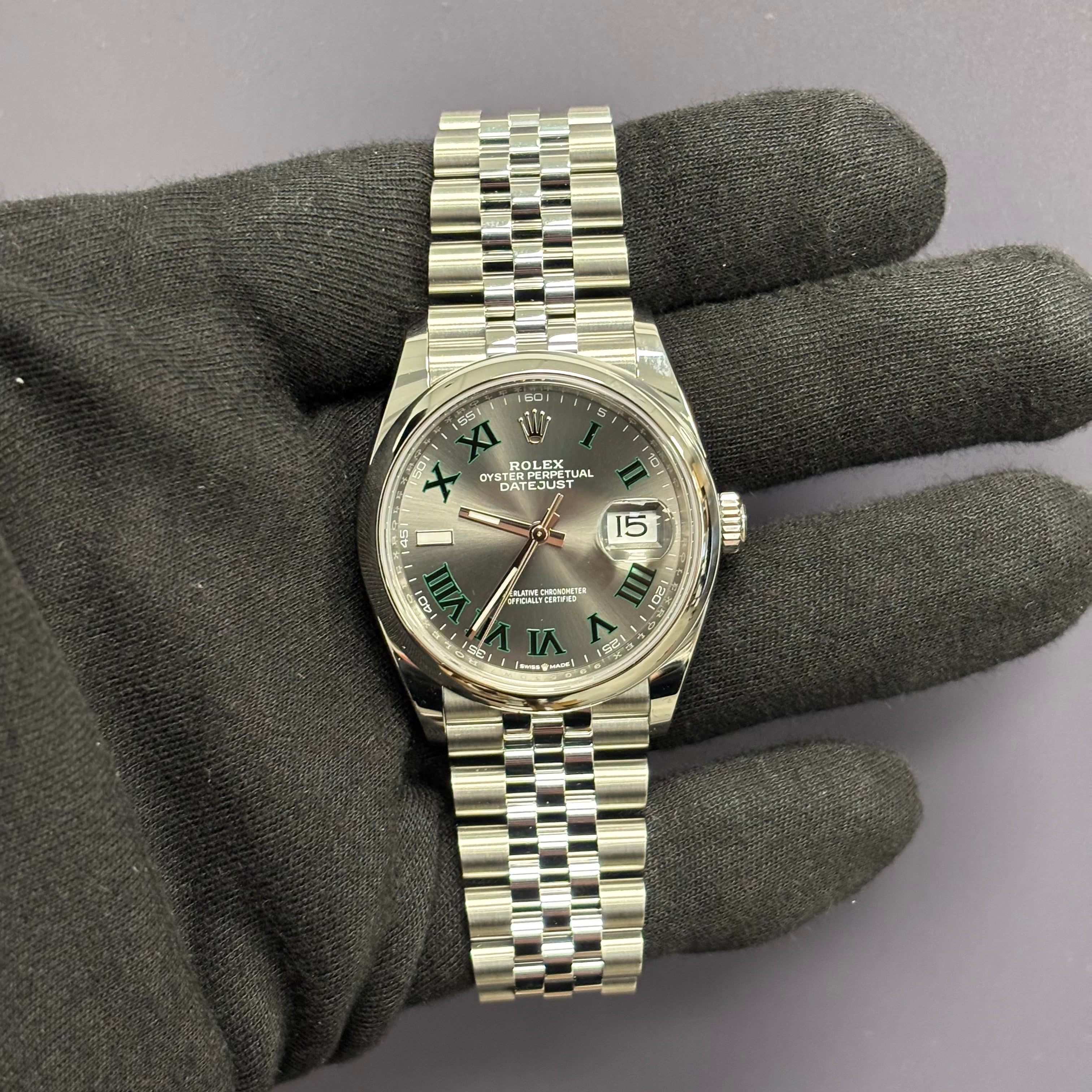 Rolex Datejust 36mm Wimbledon Dial Watch Ref# 126200 - Happy Jewelers Fine Jewelry Lifetime Warranty