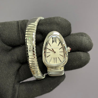 Bvlgari Serpenti 35mm Silver Dial Watch Ref# 101828 - Happy Jewelers Fine Jewelry Lifetime Warranty