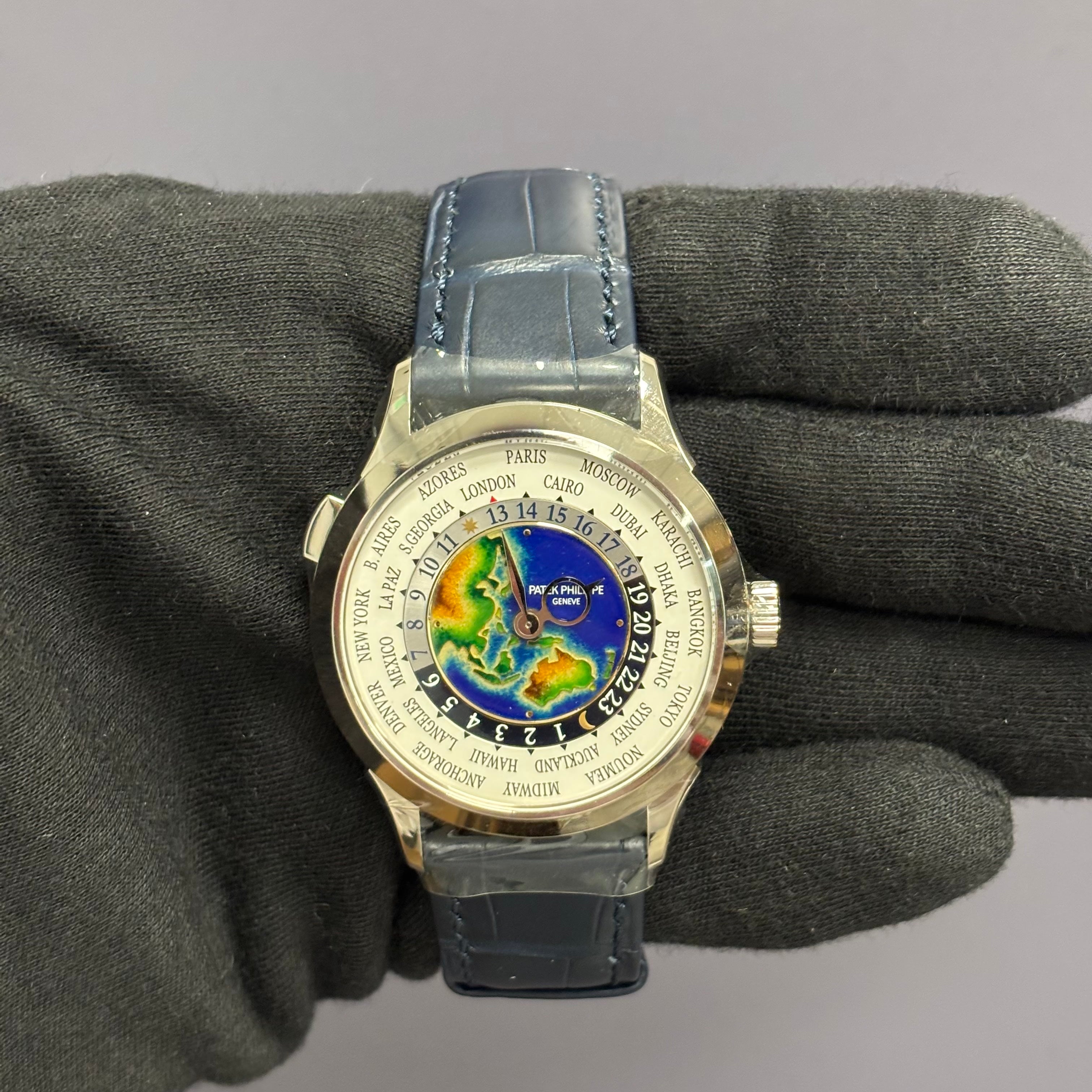 Patek Philippe World Time 38.5mm Blue Dial Watch Ref# 5231G-001 - Happy Jewelers Fine Jewelry Lifetime Warranty