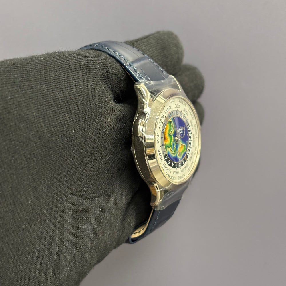 Patek Philippe World Time 38.5mm Blue Dial Watch Ref# 5231G-001