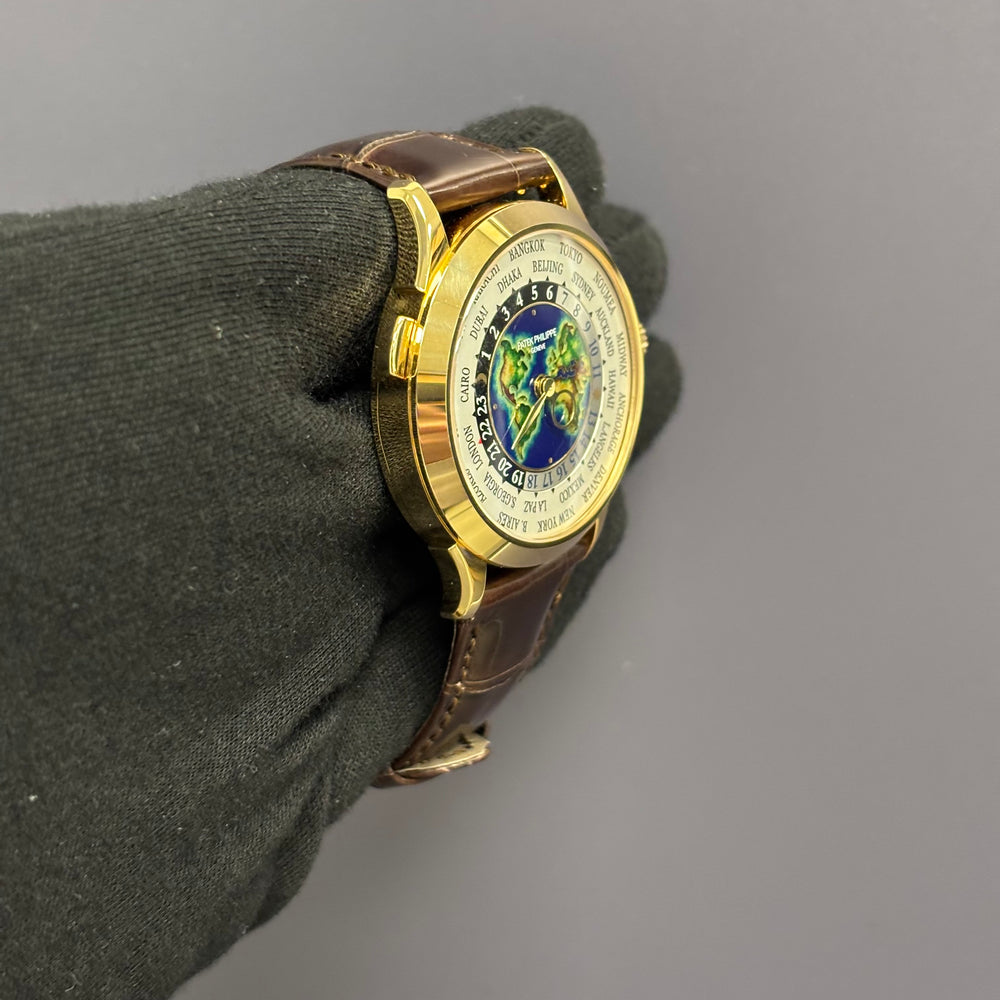 Patek Philippe World Time 38.5mm Blue Dial Watch Ref# 5231J-001