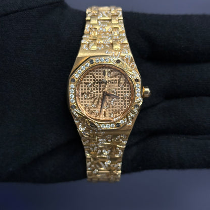 Audemars Piguet Royal Oak 33mm Pink Dial Watch Ref# 67617OR.ZZ.1235OR.01 - Happy Jewelers Fine Jewelry Lifetime Warranty