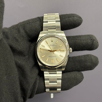 Rolex Oyster Perpetual 41mm Silver Dial Watch Ref# 124300 - Happy Jewelers Fine Jewelry Lifetime Warranty