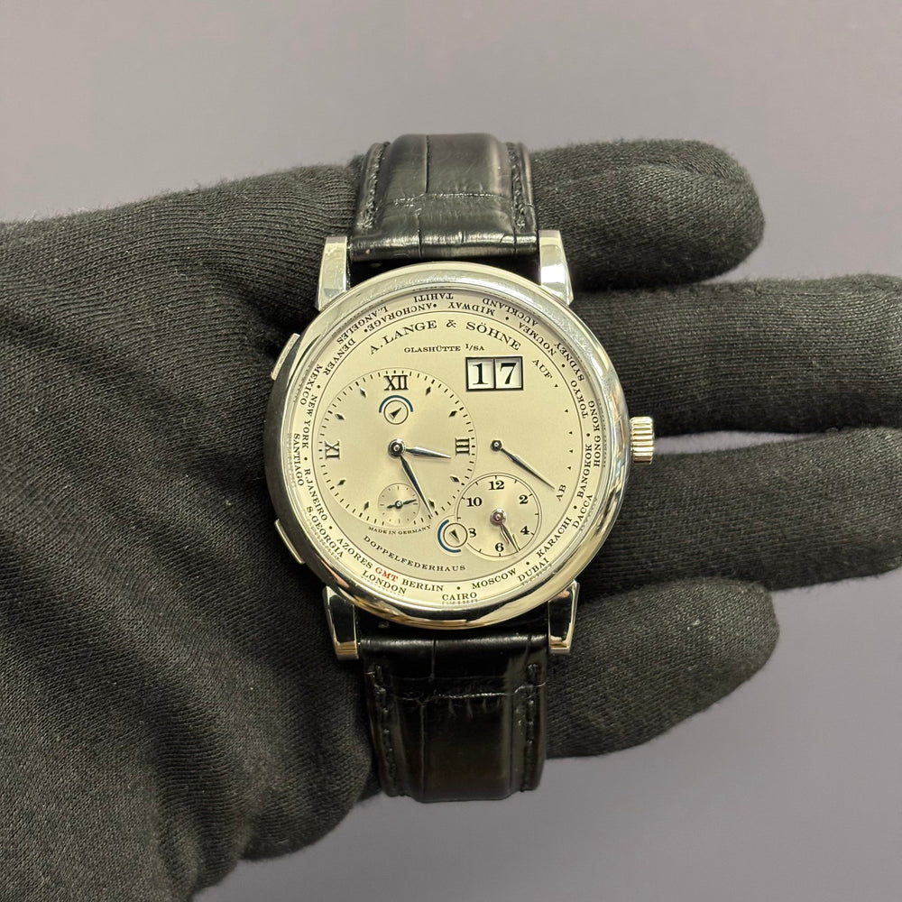 A. Lange & Sohne 1 Time Zone 42mm Silver Dial Watch Ref# 116.025