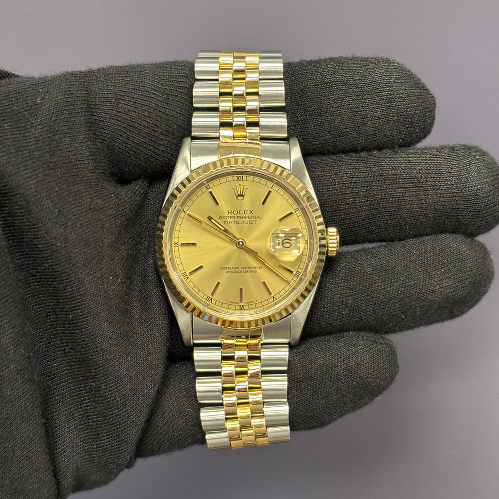 Rolex Datejust 36mm Champagne Dial Watch Ref# 16233