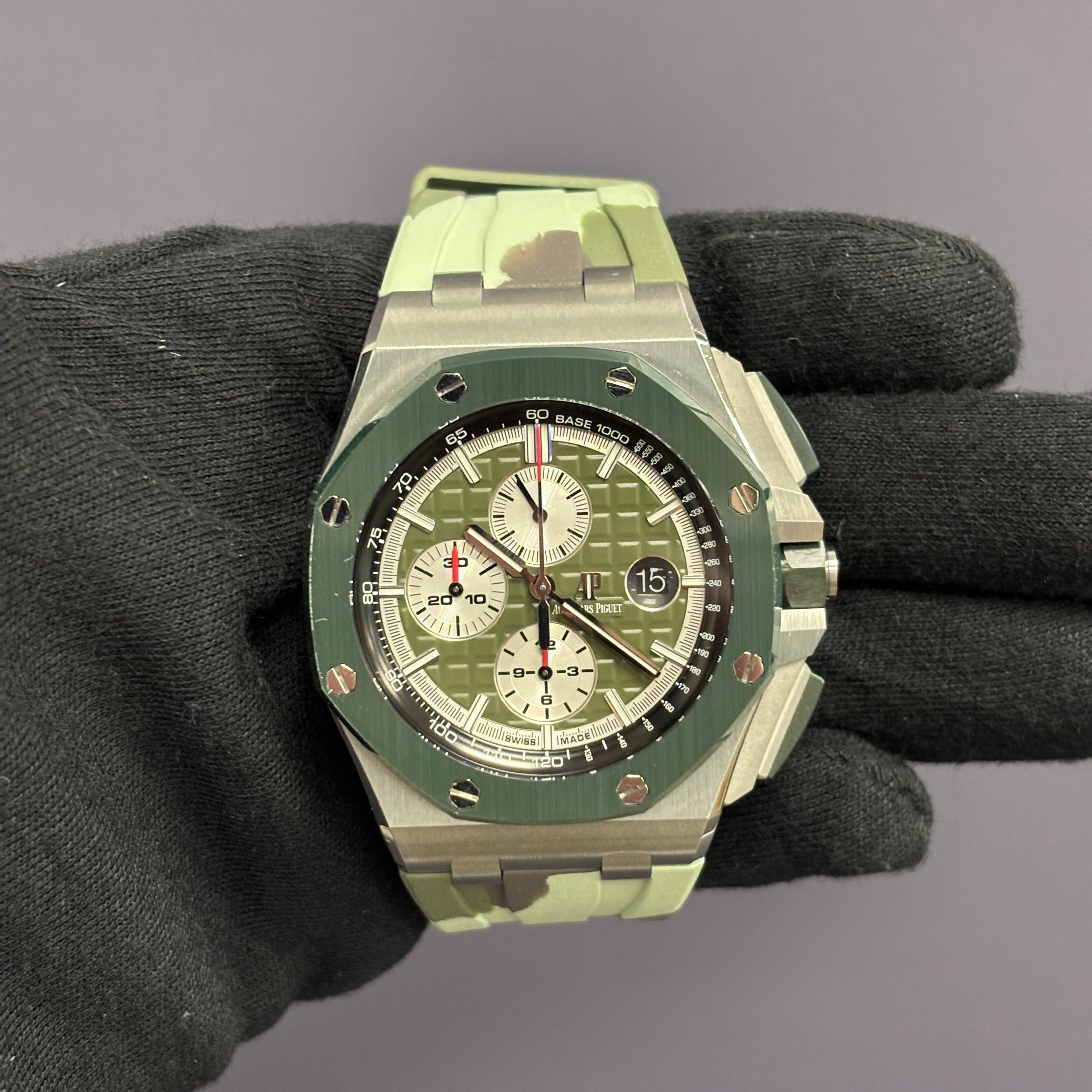 Audemars Piguet Royal Oak 44mm Green Dial Watch Ref# 26400SO.OO.A055CA.01 - Happy Jewelers Fine Jewelry Lifetime Warranty