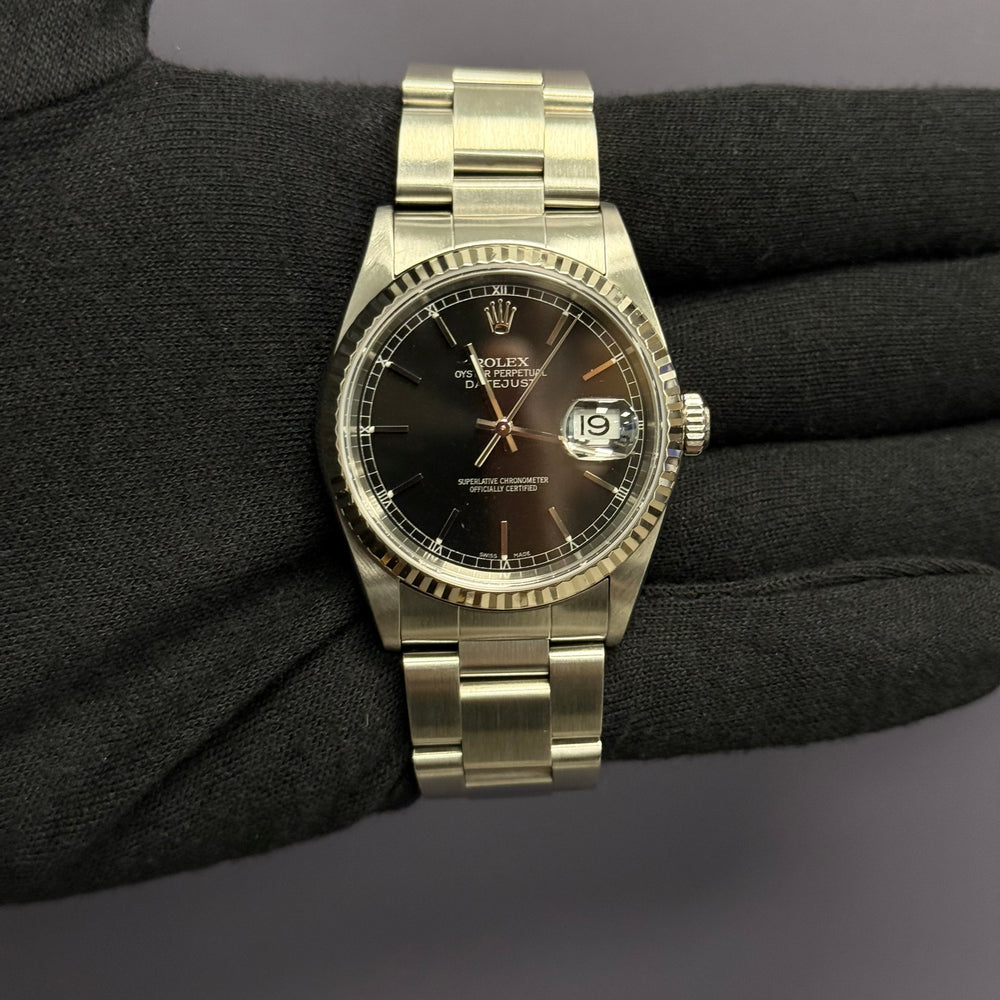 Rolex Datejust 36mm Black Dial Watch Ref# 16234