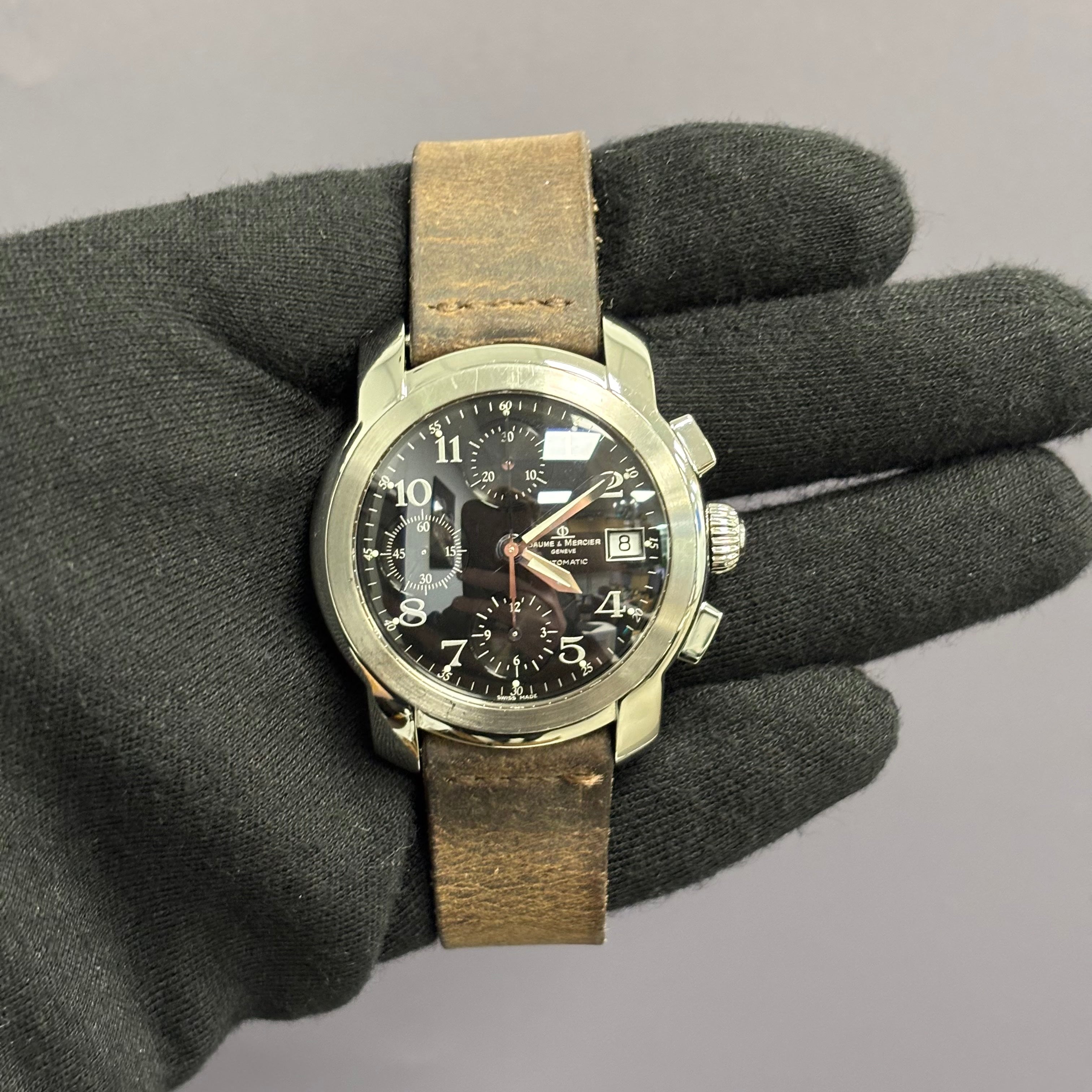 Baume & Mercier Capeland 39mm Black Dial Watch Ref# MV045216 - Happy Jewelers Fine Jewelry Lifetime Warranty