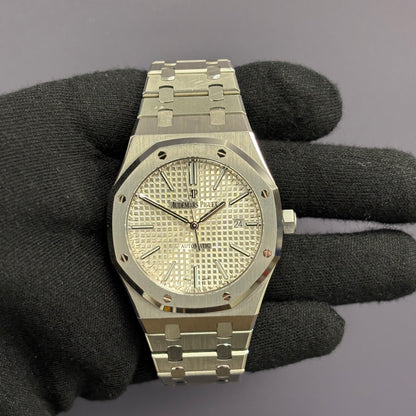 Audemars Piguet Royal Oak 41mm White Dial Ref# 15400ST.OO.1220ST.02 - Happy Jewelers Fine Jewelry Lifetime Warranty