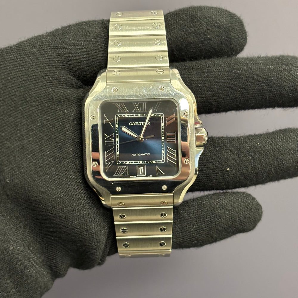 Cartier Santos 40mm Blue Dial Watch Ref# WSSA0030