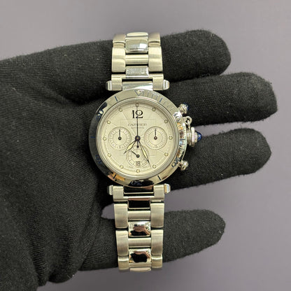 Cartier Pasha 38mm White Dial Watch Ref# W31030H3 - Happy Jewelers Fine Jewelry Lifetime Warranty