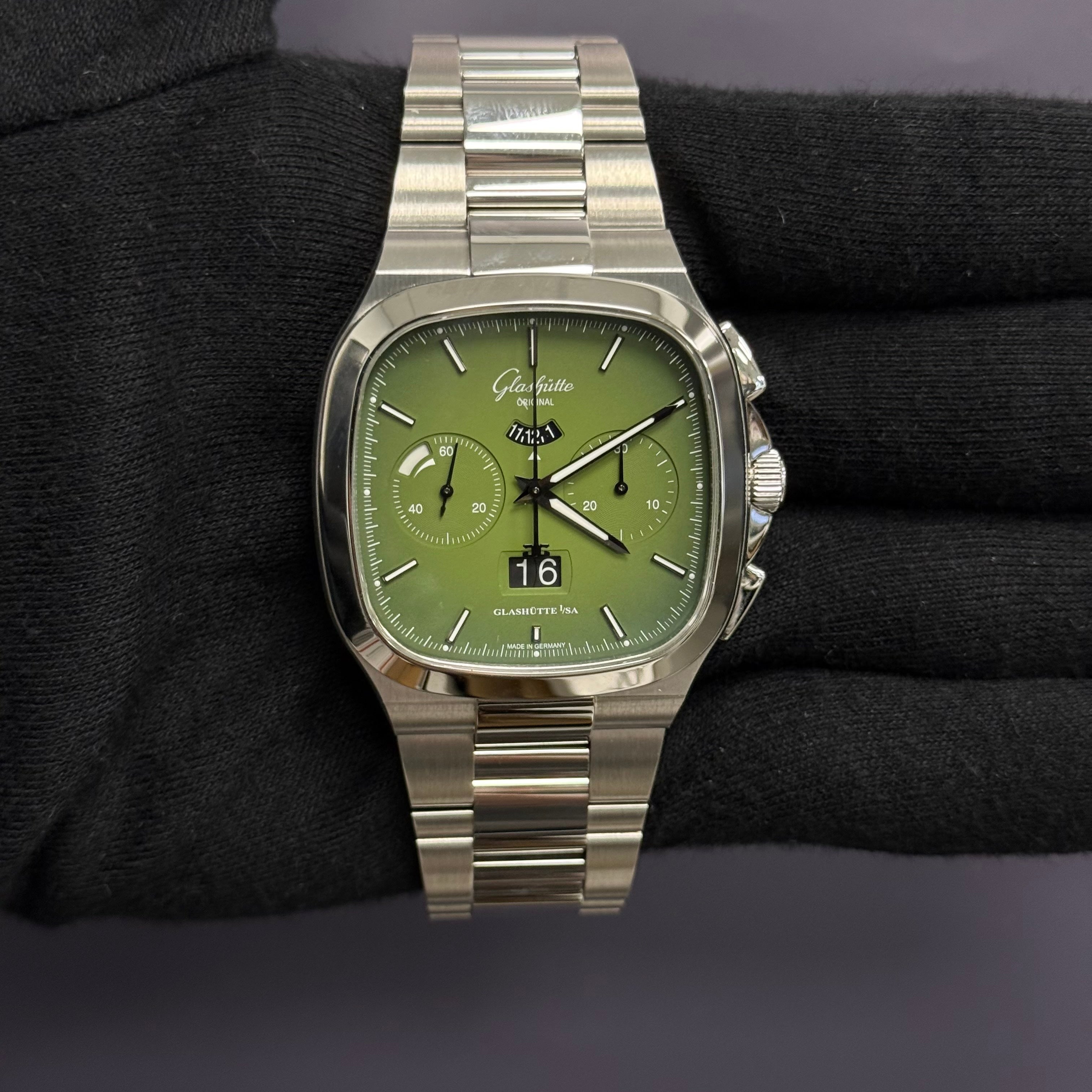 Glashutte Seventies 40mm Green Dial Watch Ref# 1-37-02-09-02-70 - Happy Jewelers Fine Jewelry Lifetime Warranty