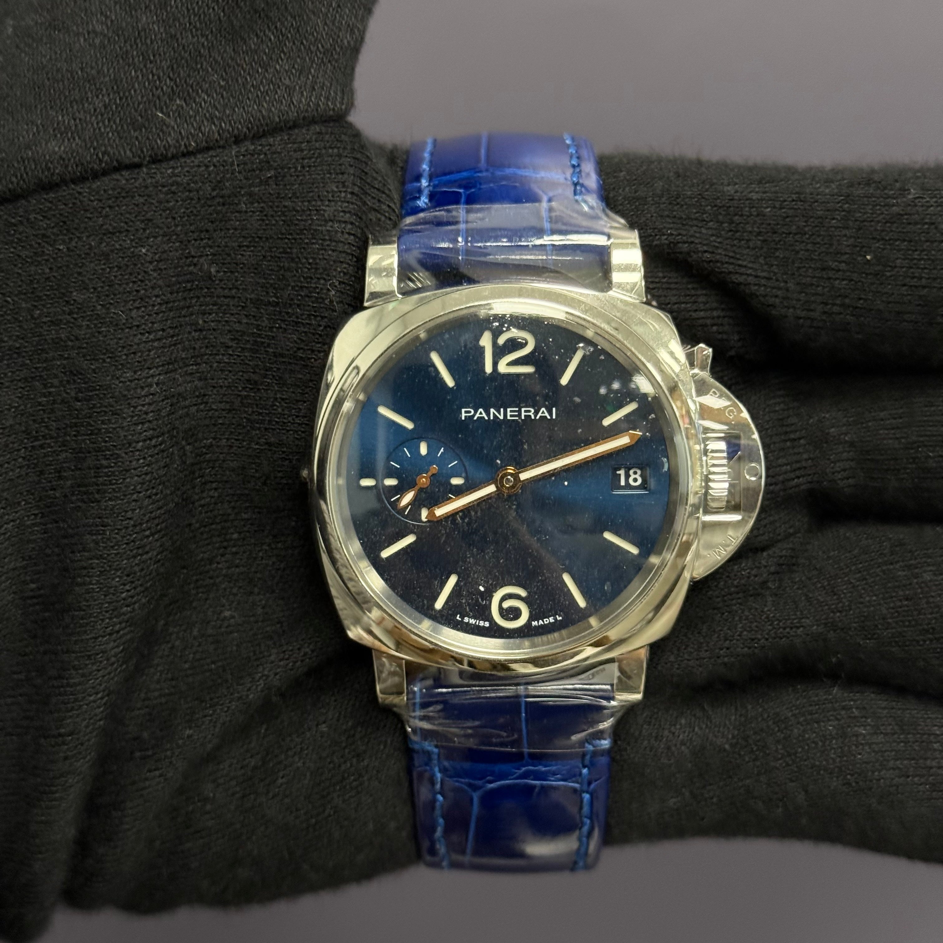 Panerai Luminor 38mm Blue Dial Watch Ref# PAM01273 - Happy Jewelers Fine Jewelry Lifetime Warranty