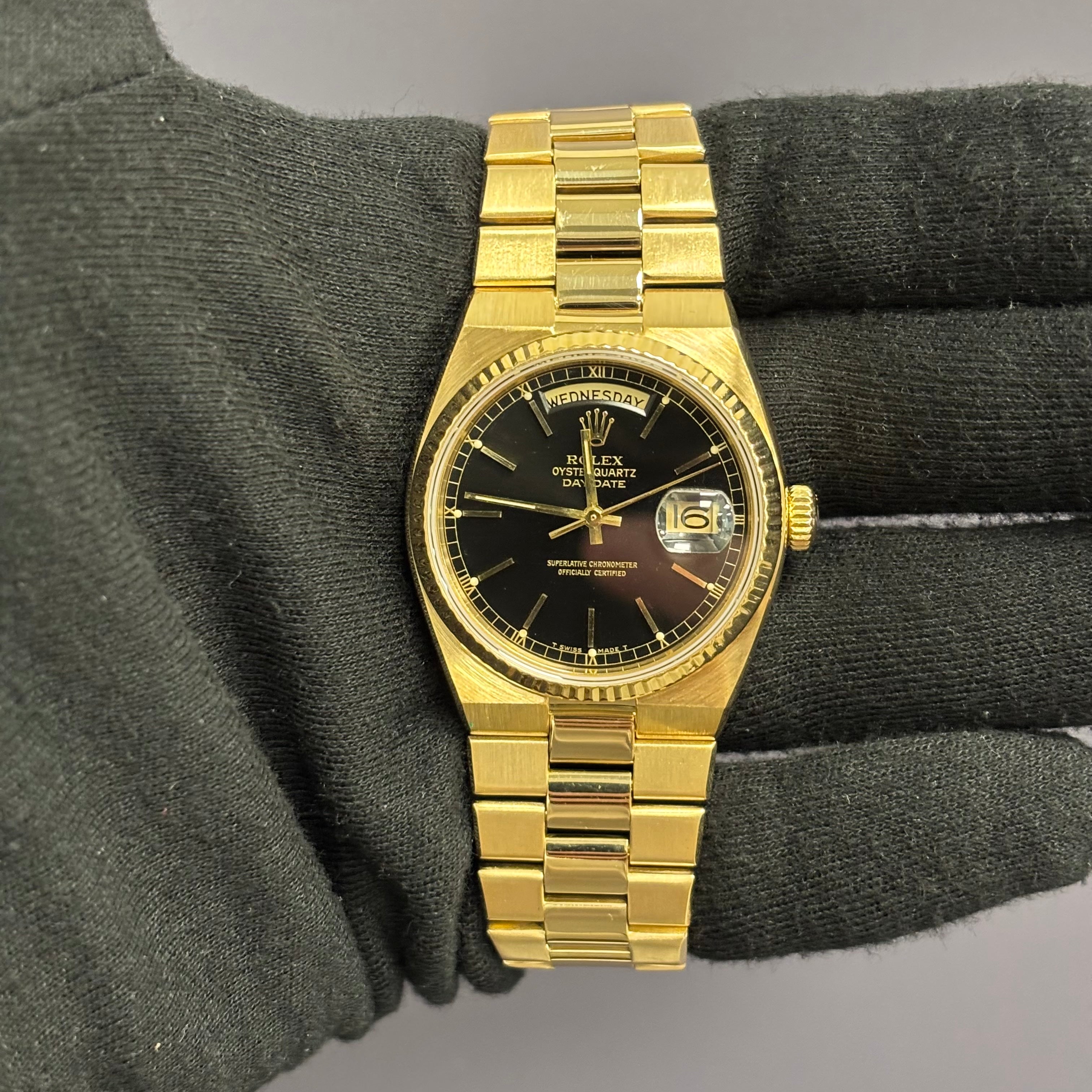 Rolex Day-Date 36mm Black Dial Watch Ref# 19018 - Happy Jewelers Fine Jewelry Lifetime Warranty