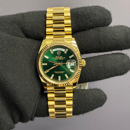 Rolex Day-Date 36mm Green Dial Watch Ref# 128238 - Happy Jewelers Fine Jewelry Lifetime Warranty
