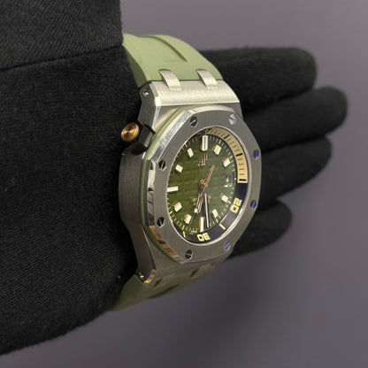 Audemars Piguet Royal Oak 42mm Green Dial Watch Ref# 15720ST.OO.A052CA.01 - Happy Jewelers Fine Jewelry Lifetime Warranty