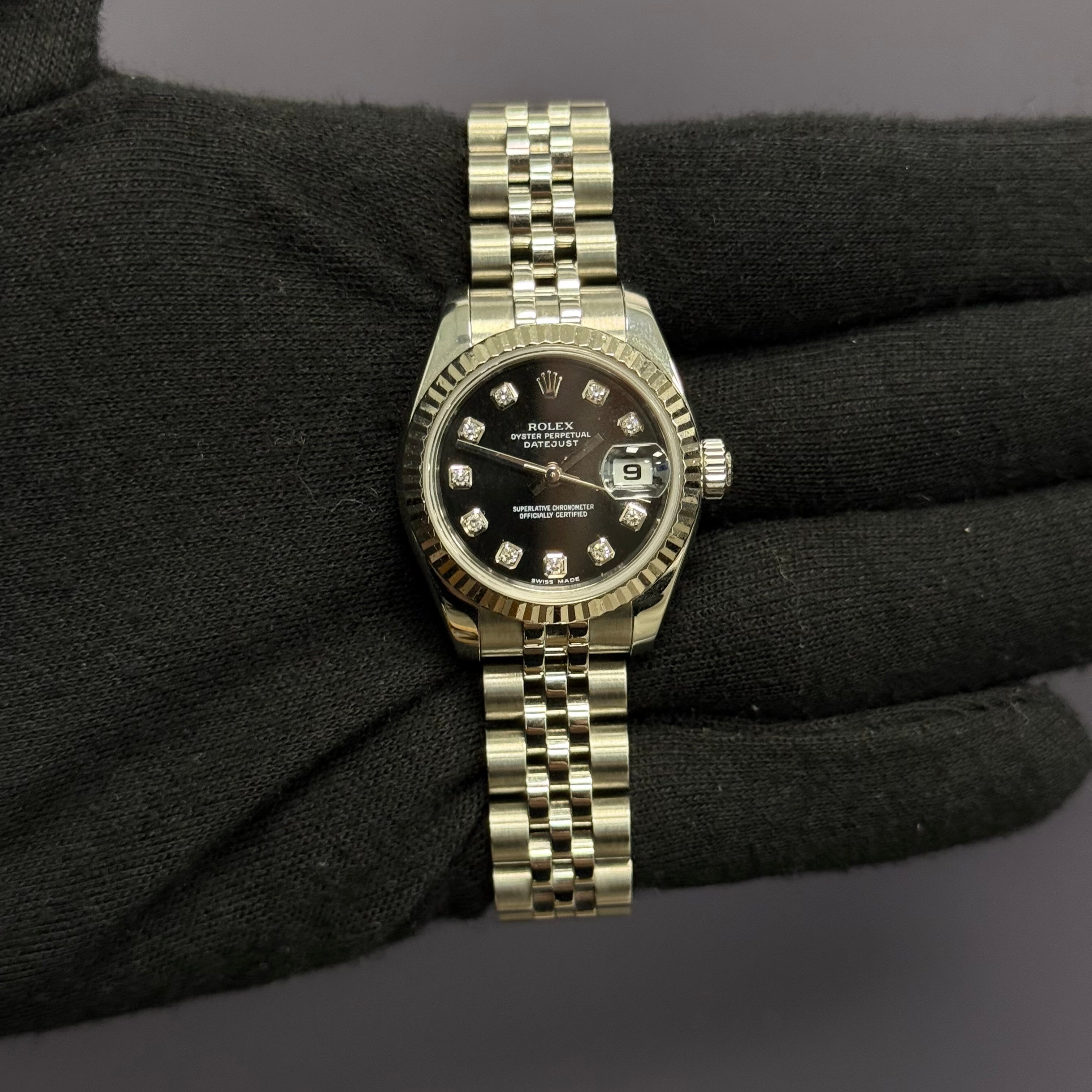 Rolex Datejust 26mm Black Dial Watch Ref# 179174 - Happy Jewelers Fine Jewelry Lifetime Warranty