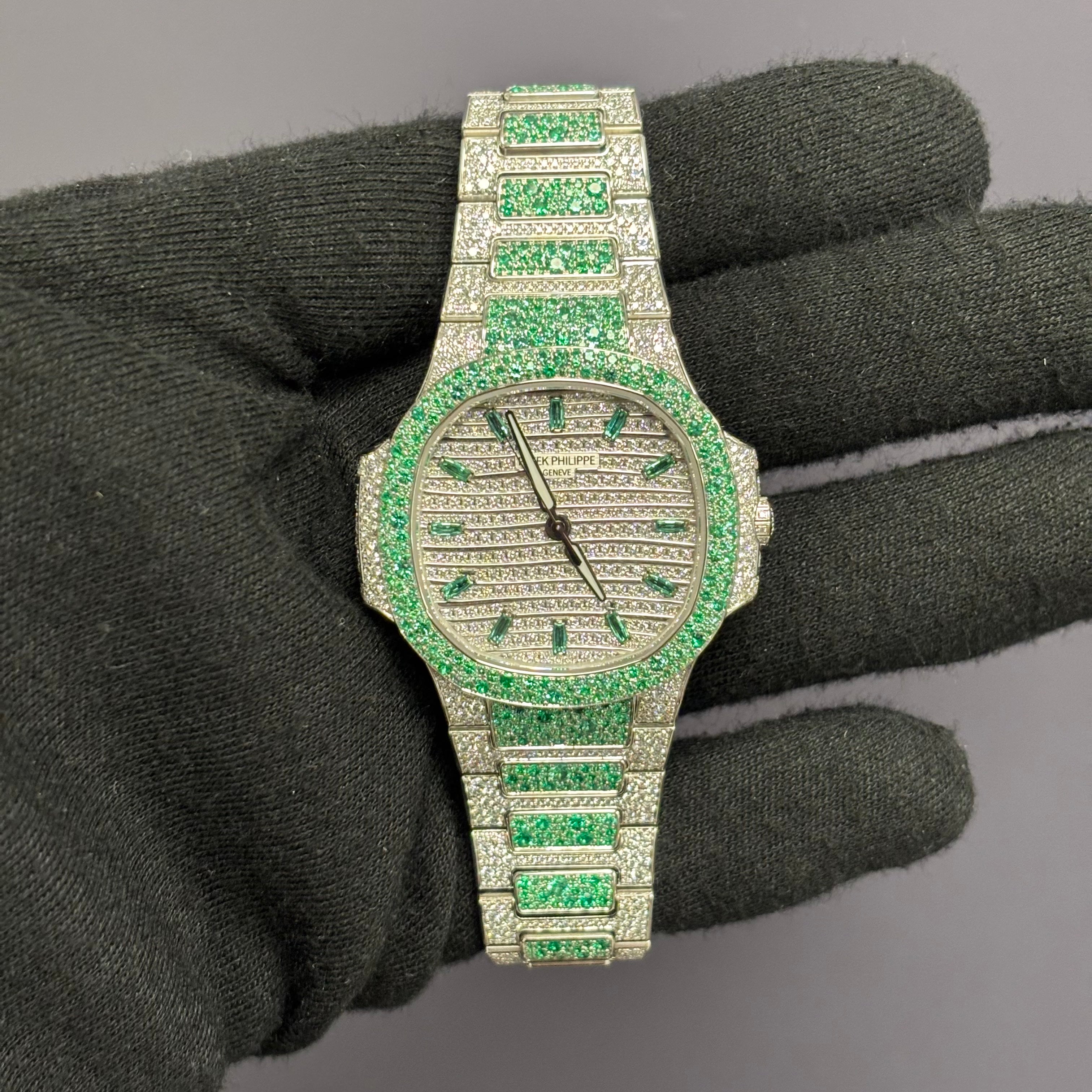 Patek Philippe Nautilus 35mm Pave Dial Watch Ref# 7118/1453G - Happy Jewelers Fine Jewelry Lifetime Warranty