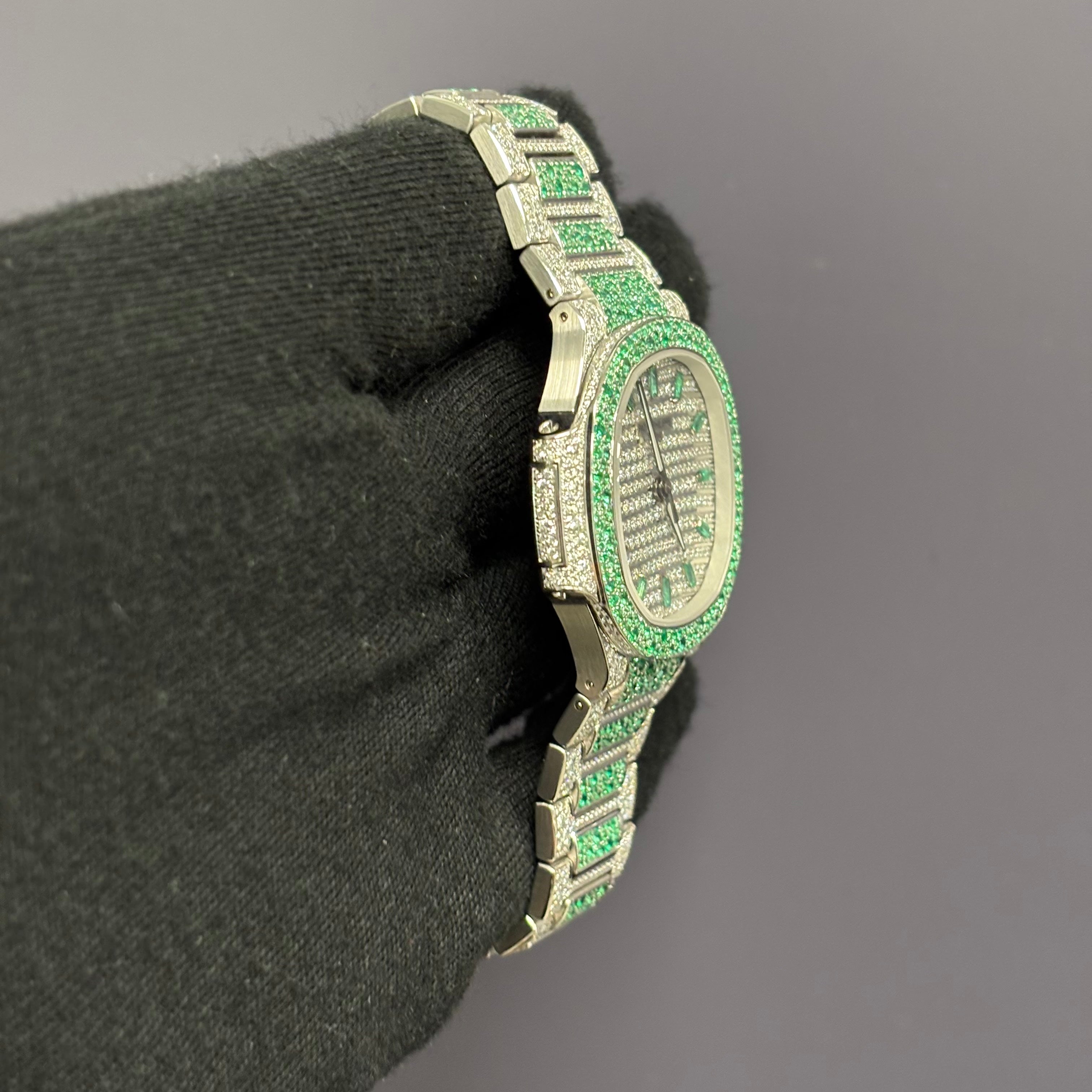 Patek Philippe Nautilus 35mm Pave Dial Watch Ref# 7118/1453G - Happy Jewelers Fine Jewelry Lifetime Warranty