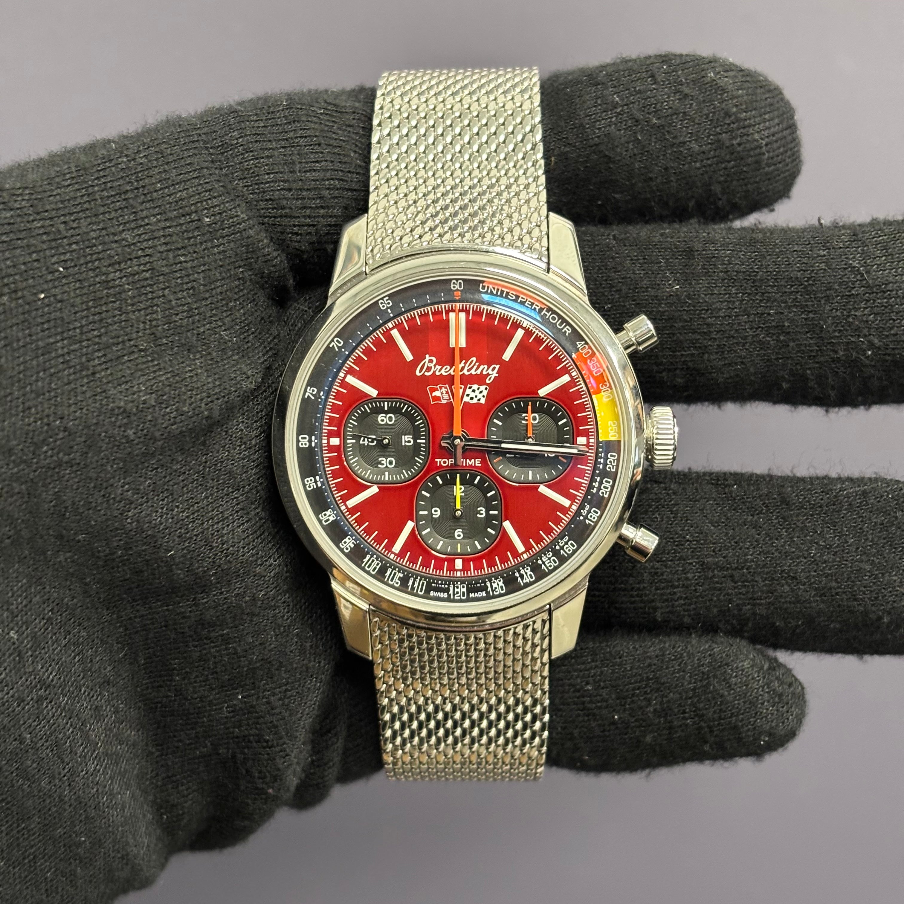 Breitling Top Time 41mm Red Dial Watch Ref# AB01761A1K1A1 - Happy Jewelers Fine Jewelry Lifetime Warranty