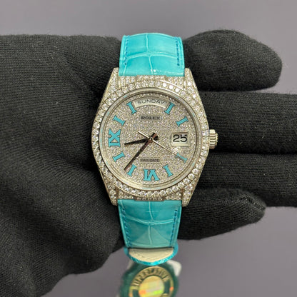 Rolex Day-Date 40mm Pave Dial Watch Ref# 128159RBR - Happy Jewelers Fine Jewelry Lifetime Warranty