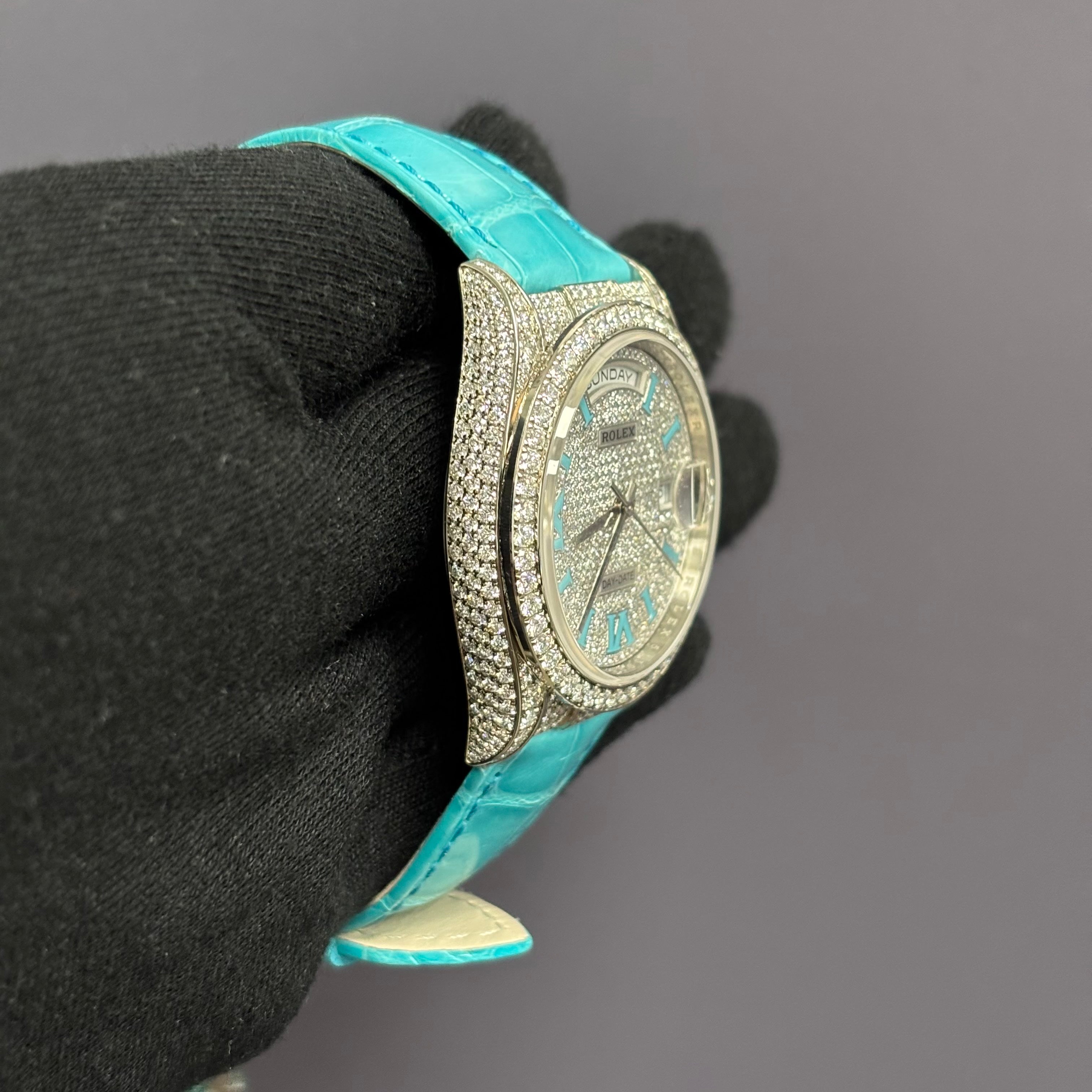 Rolex Day-Date 40mm Pave Dial Watch Ref# 128159RBR - Happy Jewelers Fine Jewelry Lifetime Warranty