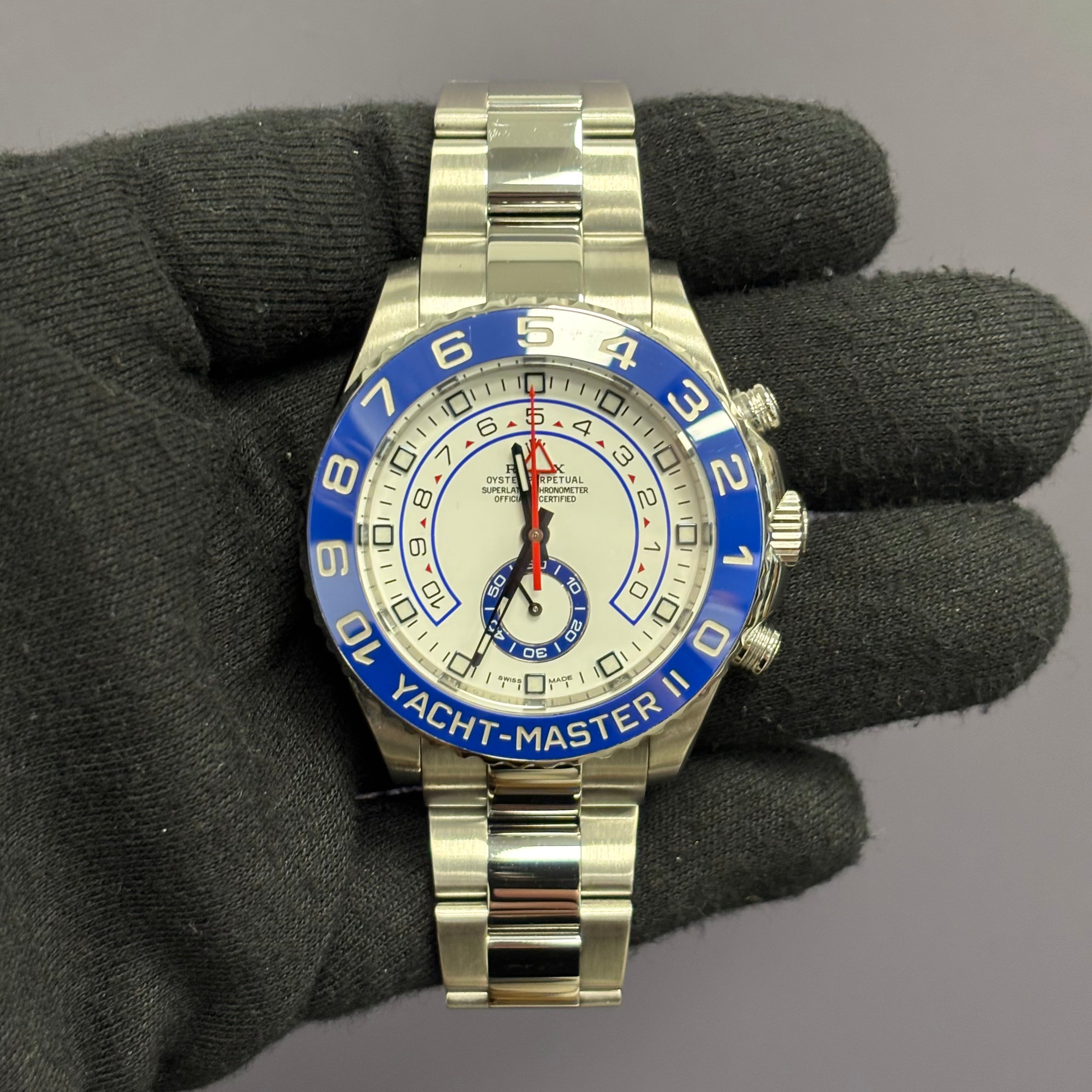 Rolex Yacht-Master II 44mm White Dial Watch Ref# 116680 - Happy Jewelers Fine Jewelry Lifetime Warranty