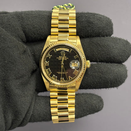 Rolex Day-Date 36mm Black Dial Watch Ref# 18038 - Happy Jewelers Fine Jewelry Lifetime Warranty