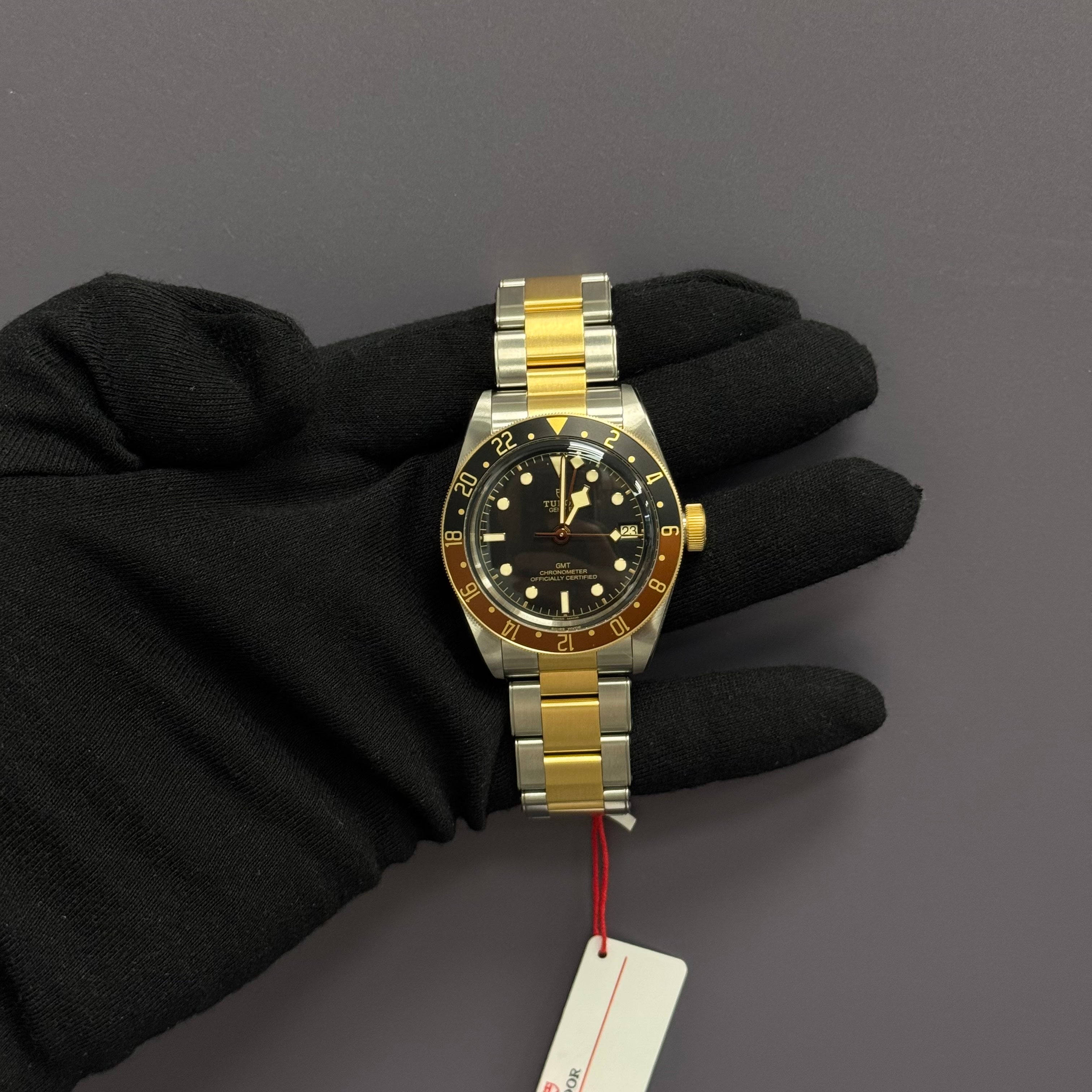 Tudor Black Bay GMT 41mm Yellow Gold Black Dot Dial Watch Ref# 79833MN - Happy Jewelers Fine Jewelry Lifetime Warranty