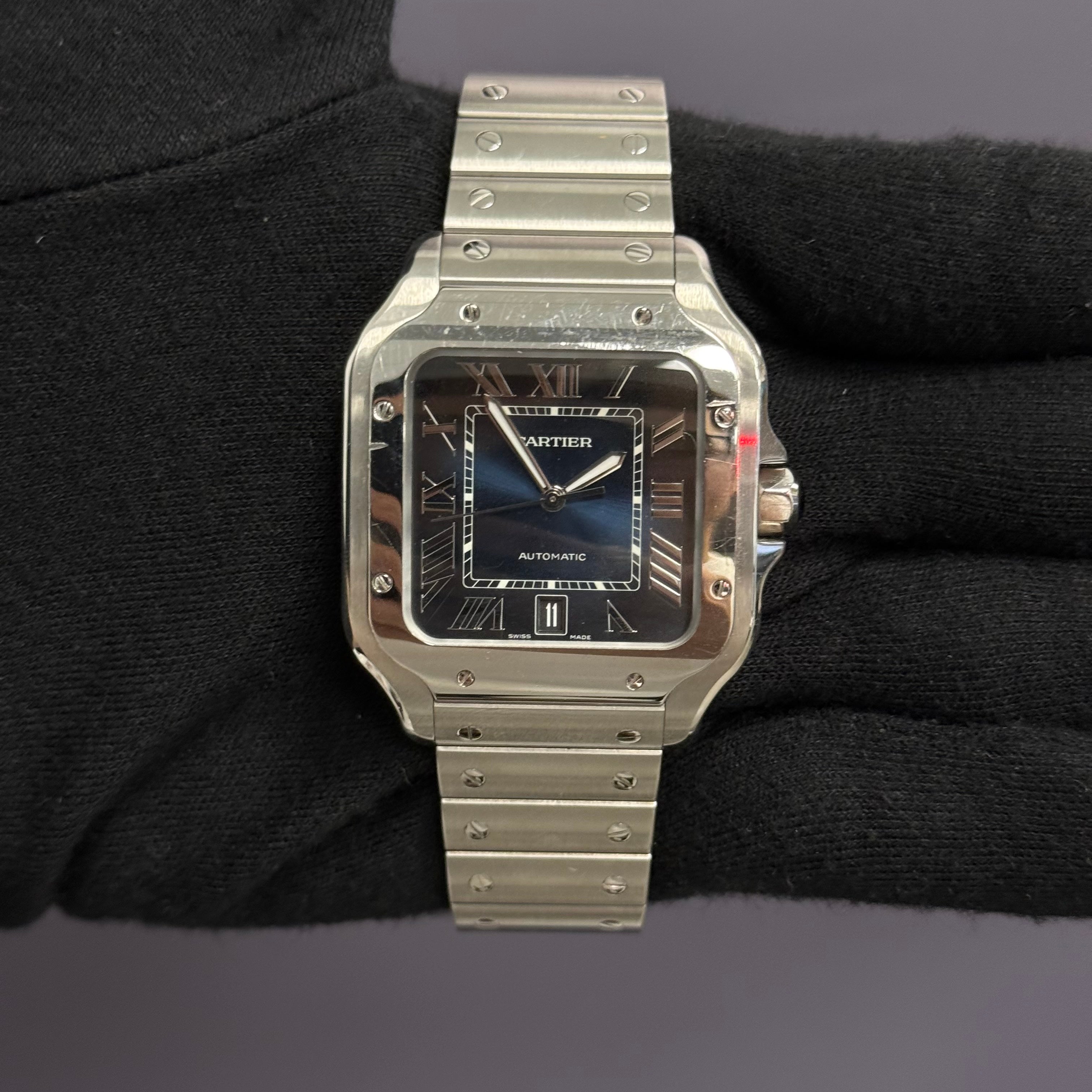 Cartier Santos 40mm Blue Dial Watch Ref# WSSA0030 - Happy Jewelers Fine Jewelry Lifetime Warranty