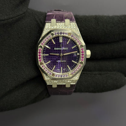 Audemars Piguet Royal Oak 37mm Purple Dial Watch Ref# 15452BC.ZY.D600CR.01 - Happy Jewelers Fine Jewelry Lifetime Warranty