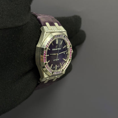 Audemars Piguet Royal Oak 37mm Purple Dial Watch Ref# 15452BC.ZY.D600CR.01 - Happy Jewelers Fine Jewelry Lifetime Warranty