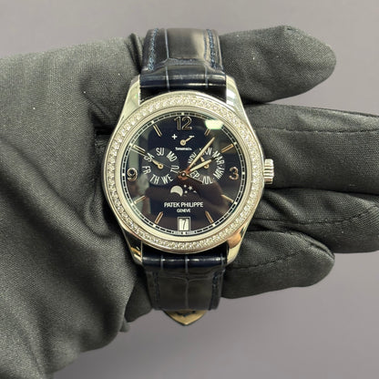 Patek Philippe TIFFANY STAMPED Annual Calendar 39mm Blue Dial Watch Ref# 5147G-001 - Happy Jewelers Fine Jewelry Lifetime Warranty