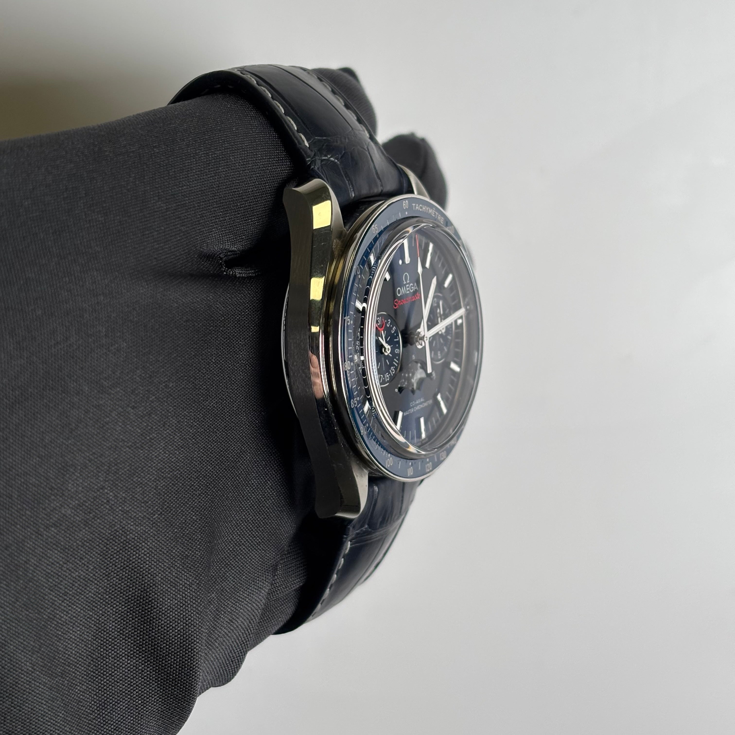 Omega Speedmaster 44.25mm Blue Dial Watch Ref# 304.33.44.52.03.001 - Happy Jewelers Fine Jewelry Lifetime Warranty