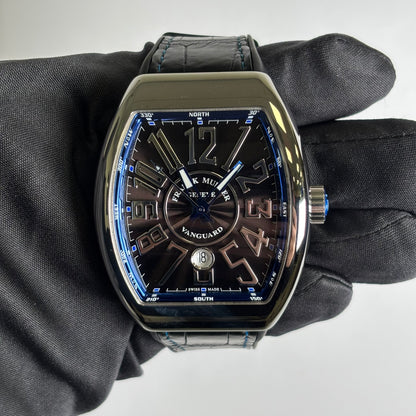 Franck Muller Vanguard 45mm Stainless Steel Watch Ref# V 45 SC DT - Happy Jewelers Fine Jewelry Lifetime Warranty