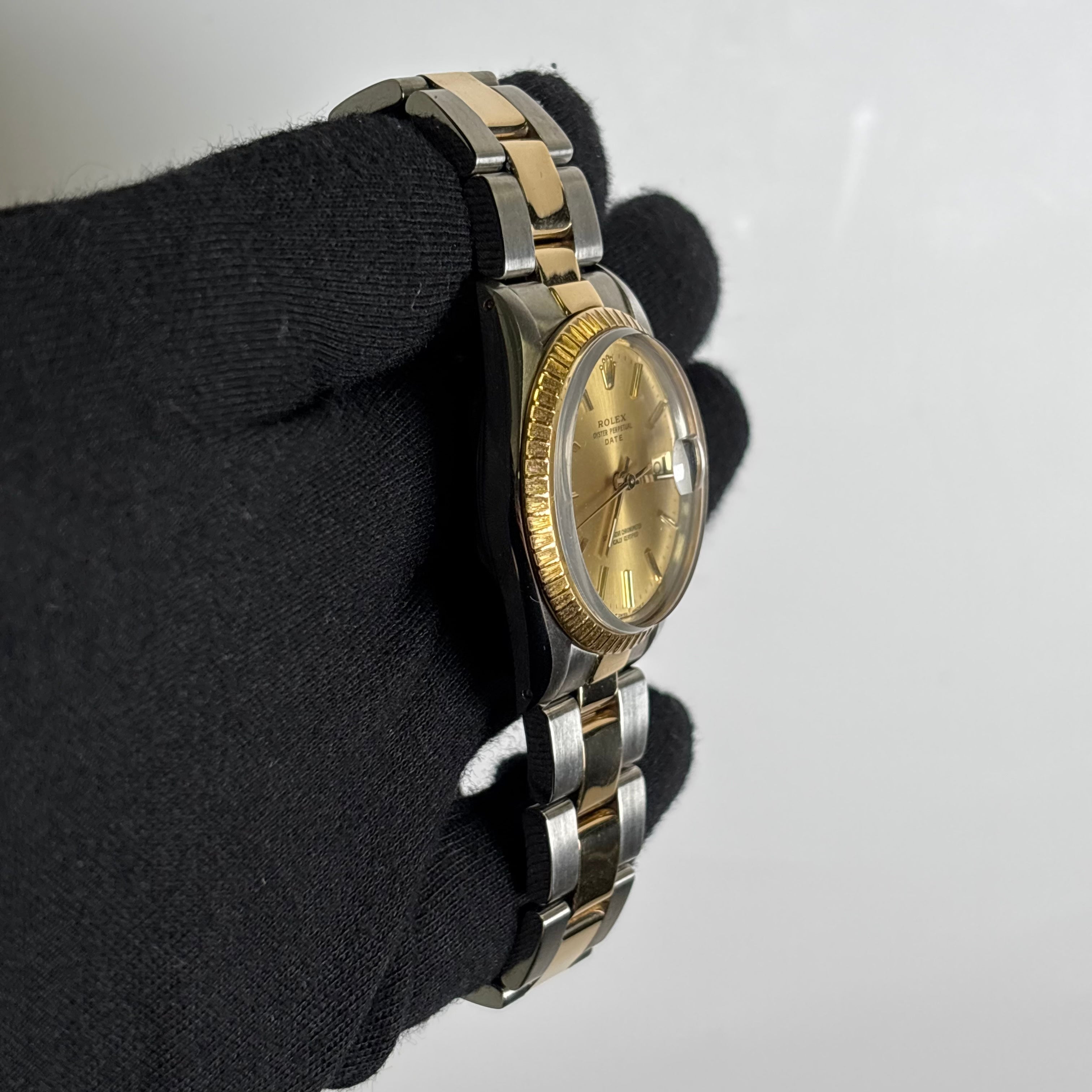 Rolex Oyster Perpetual 34mm Champagne Dial Watch Ref# 15053 - Happy Jewelers Fine Jewelry Lifetime Warranty