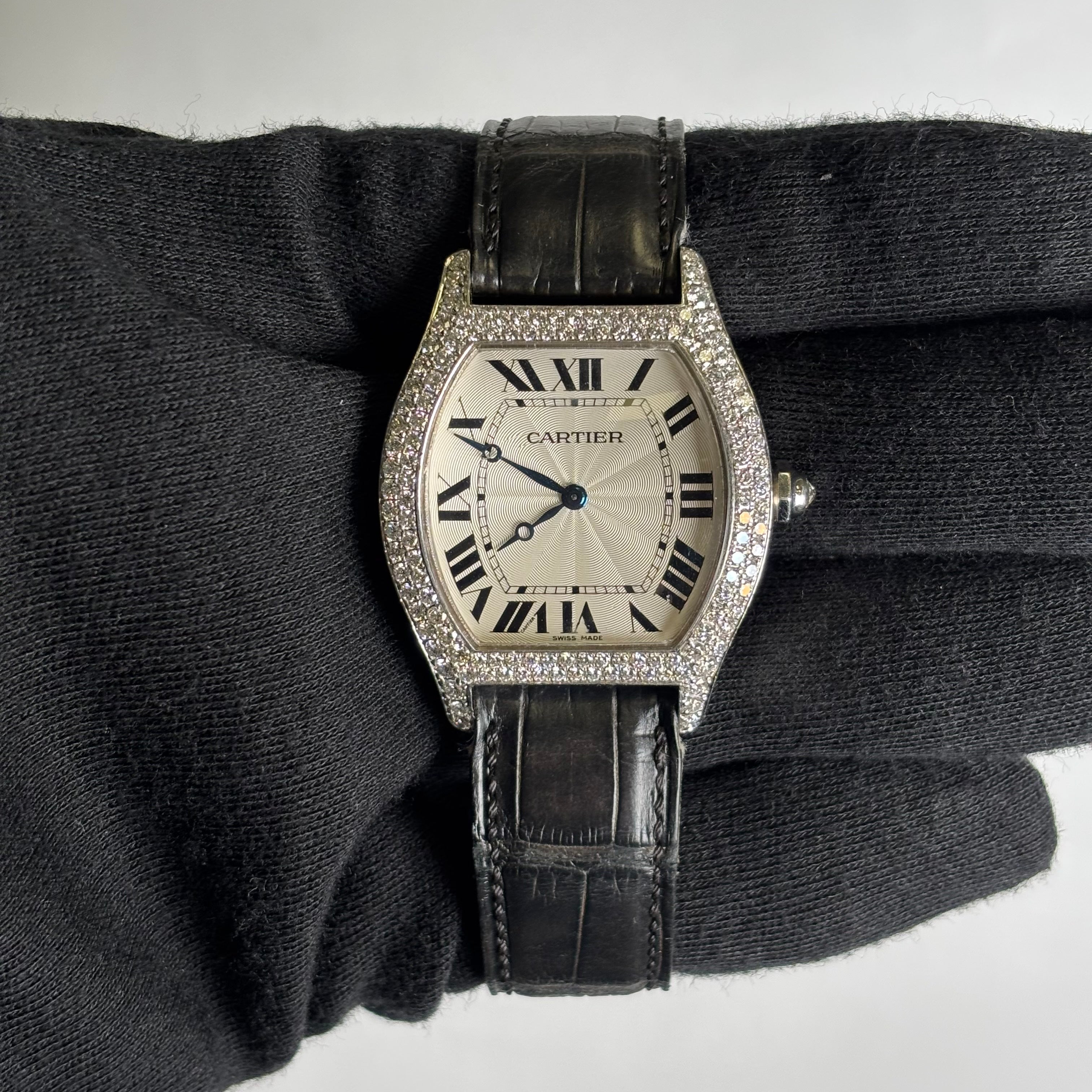 Cartier Tortue 43mm Silver Dial Watch Ref# WA503851 - Happy Jewelers Fine Jewelry Lifetime Warranty