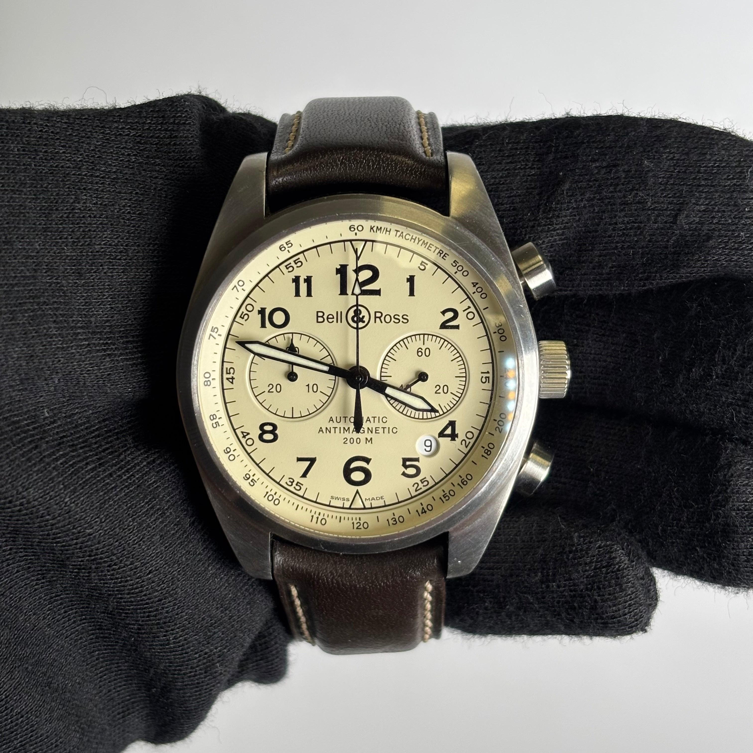 Bell & Ross Vintage 42mm Cream Dial Watch Ref# 126.XL - Happy Jewelers Fine Jewelry Lifetime Warranty