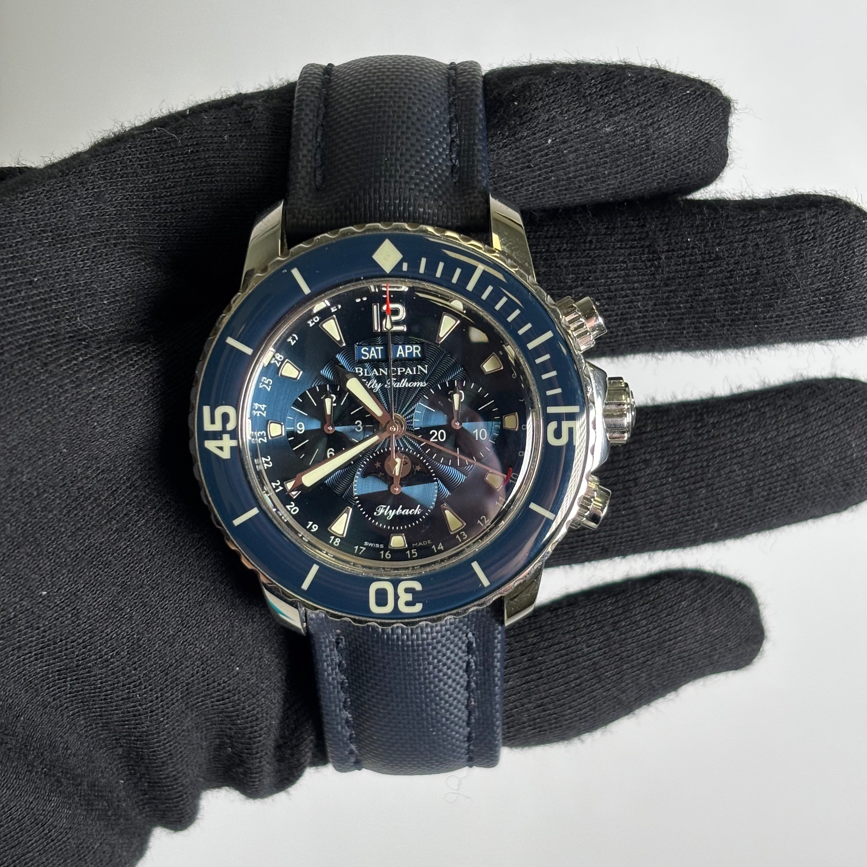 Blancpain Fifty Fathoms 45mm Blue Dial Watch Ref# 5066F-1140-52B - Happy Jewelers Fine Jewelry Lifetime Warranty