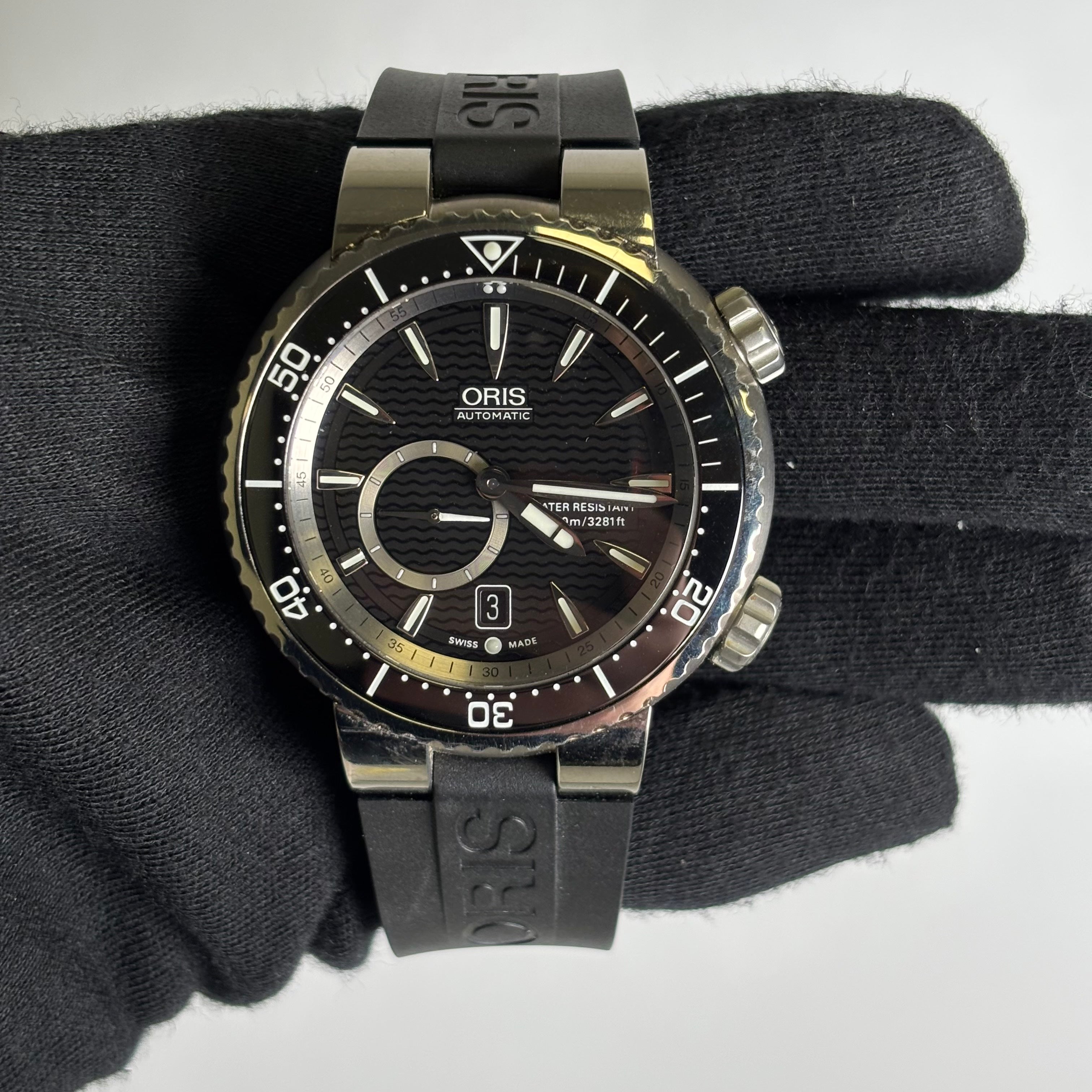 Oris Titan 47mm Black Dial Watch Ref# 643-7638-7454RS - Happy Jewelers Fine Jewelry Lifetime Warranty