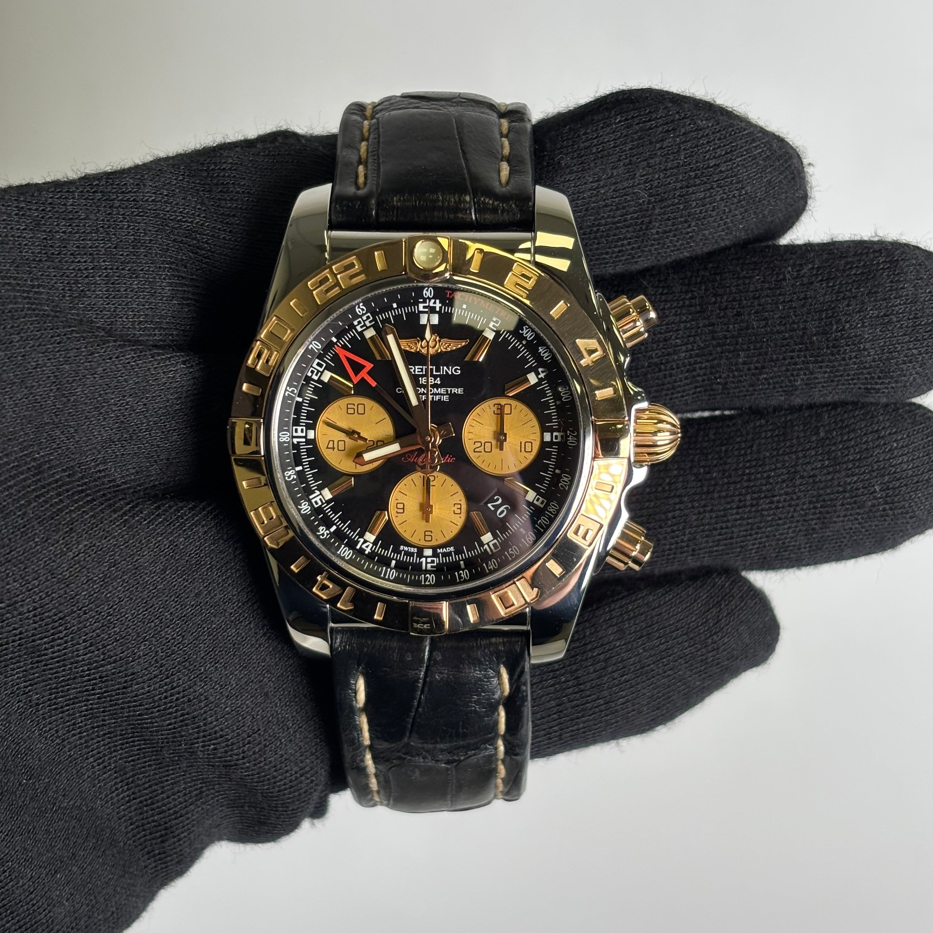 Breitling Chronomat 44mm Black Dial Watch Ref# CB0420 - Happy Jewelers Fine Jewelry Lifetime Warranty