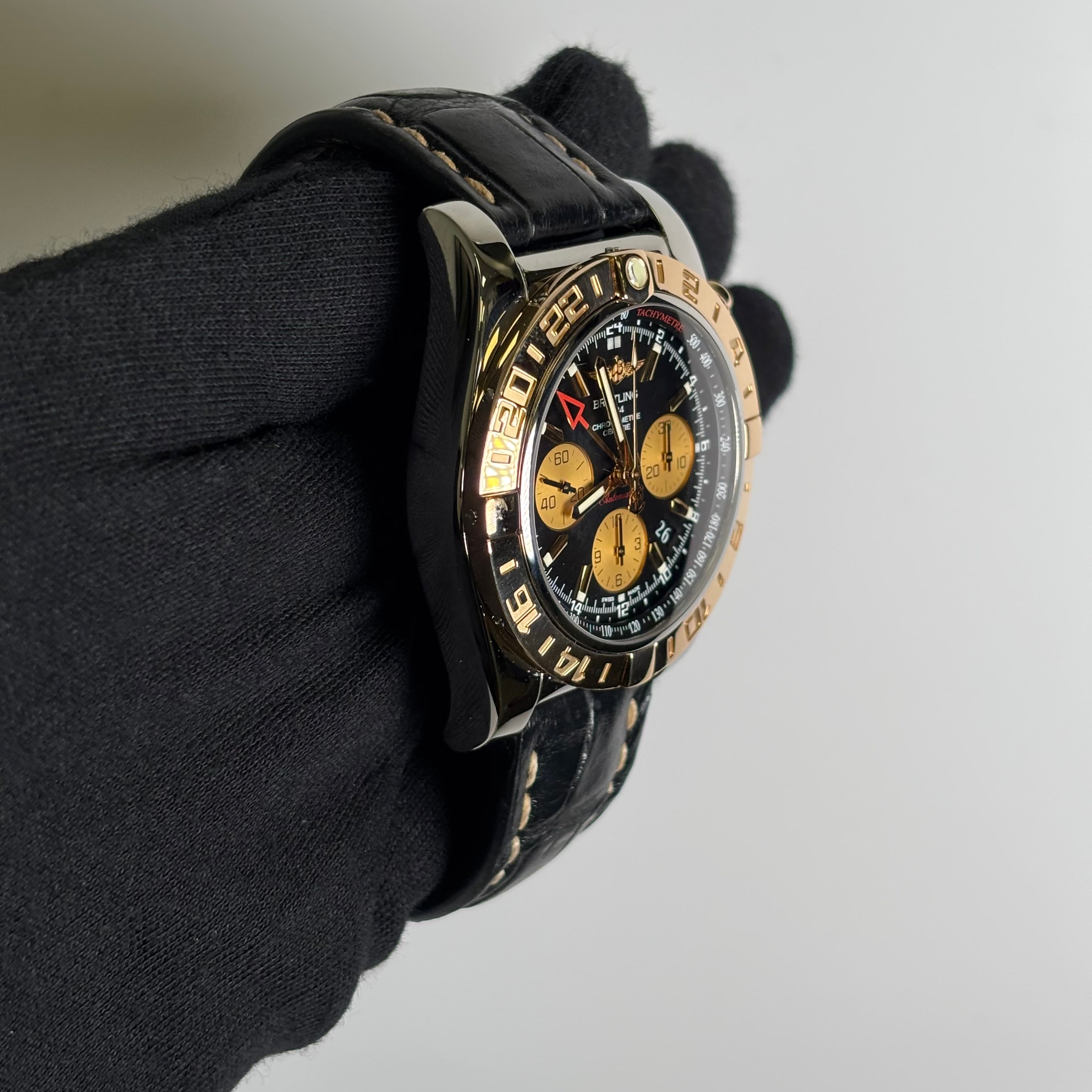 Breitling Chronomat 44mm Black Dial Watch Ref# CB0420 - Happy Jewelers Fine Jewelry Lifetime Warranty
